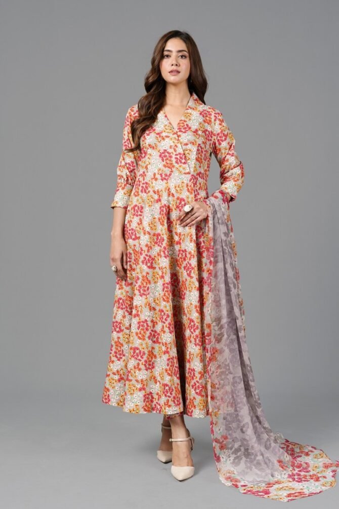 Bareeze 3 Piece Printed Khaddar Suit (PR1547-Grey)