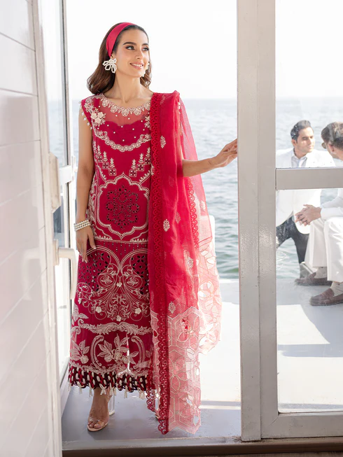 Parishay 3Pc Embroidered Lawn Suit MS-14 - House Of Faiza