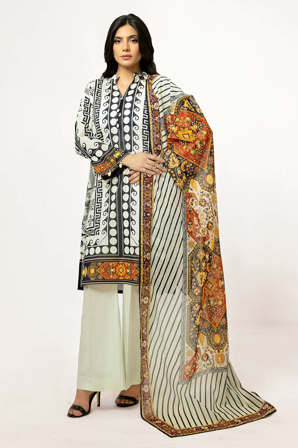 printed lawn dupatta shirt dyed trouser gulahmed sd 52106 front