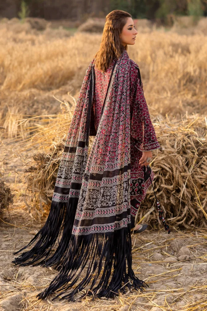 printed lawn shirt dupatta dyed trouser gulahmed cl 52623 back