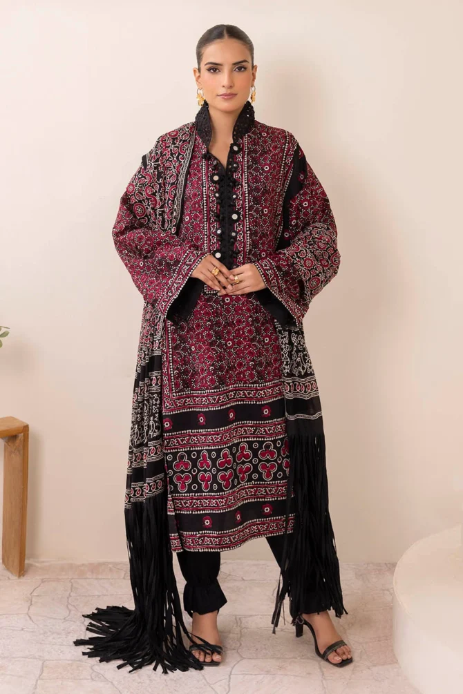 printed lawn shirt dupatta dyed trouser gulahmed cl 52623 front