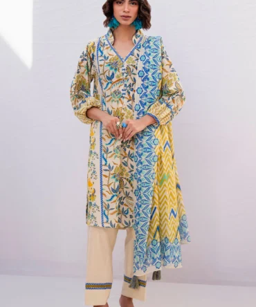printed lawn shirt dupatta dyed trouser gulahmed sd 52112 trouser
