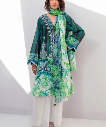printed lawn shirt dupatta dyed trouser gulahmed sd 52113 front