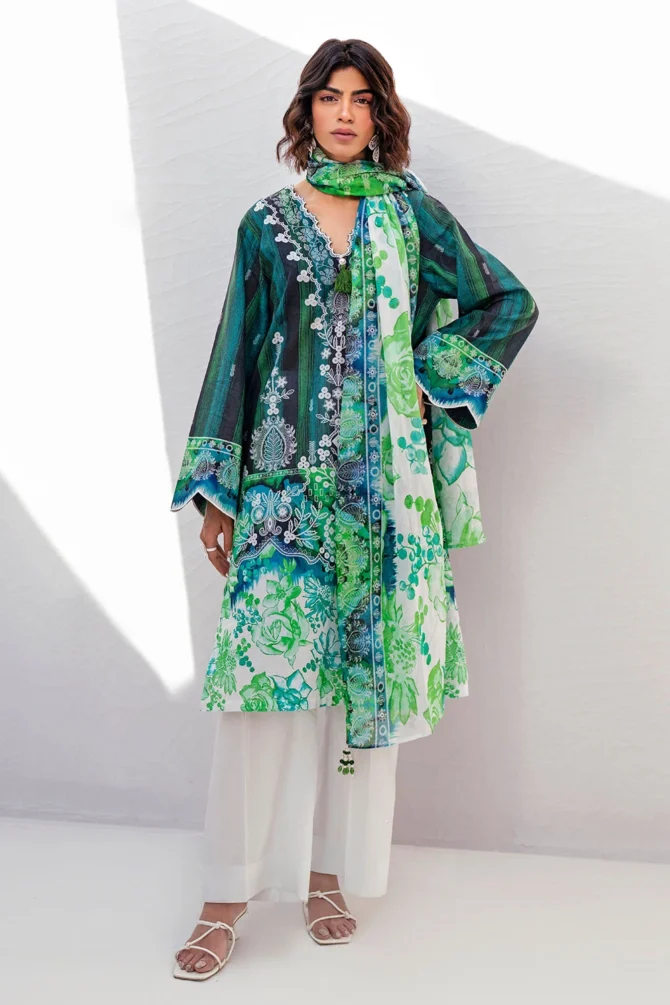 printed lawn shirt dupatta dyed trouser gulahmed sd 52113 front