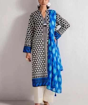 printed lawn shirt dupatta dyed trouser gulahmed sd 52114 full