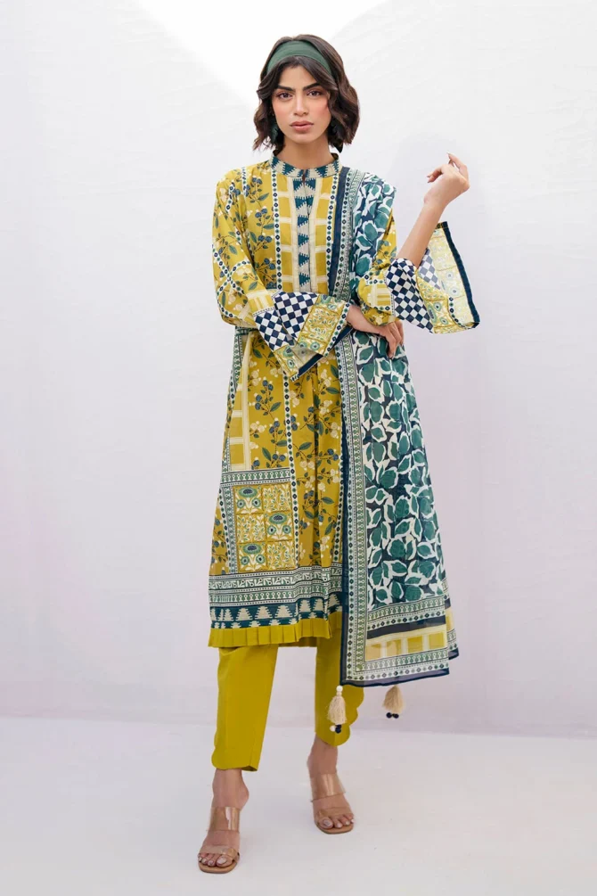printed lawn shirt dupatta dyed trouser gulahmed sd 52115 full