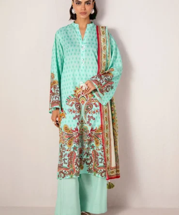 printed lawn shirt dupatta dyed trouser gulahmed sd 52116 front