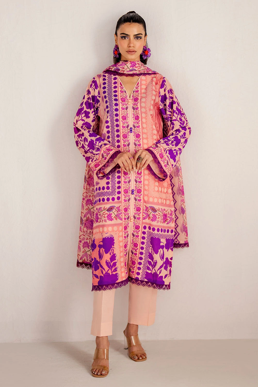 printed lawn shirt dupatta dyed trouser gulahmed sd 52119 full