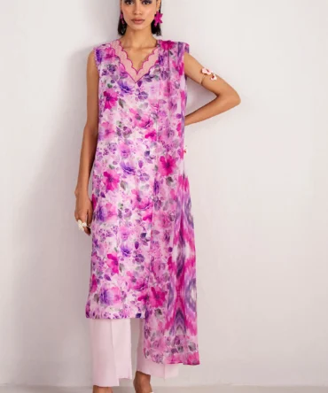printed lawn shirt dupatta dyed trouser gulahmed sd 52120 front