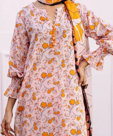 printed lawn shirt dupatta dyed trouser gulahmed sd 52121 neckline