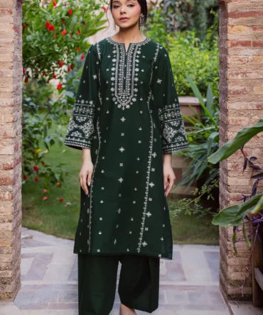 Rusty Green 2Pc Embroidered Khaddar Dress BATIK 24671602311214