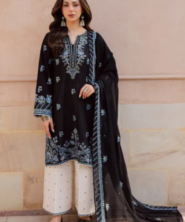 Black Iris 3Pc Festive Embroidered Lawn BATIK 25239259611182