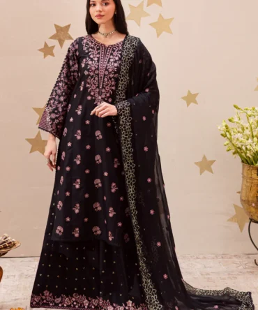 Black Sakura 3Pc Festive Embroidered Lawn BATIK 25239250272302