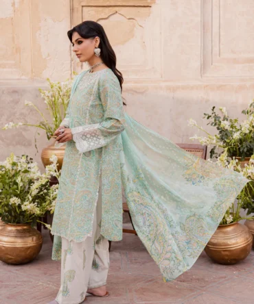 Green Elika 3Pc Festive Eid Prints BATIK 25255896383534