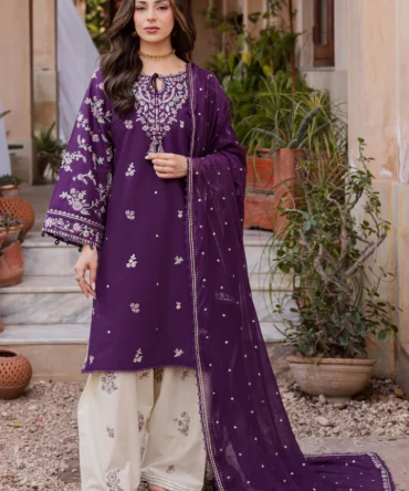 Plum Haze 3Pc Festive Embroidered Lawn BATIK 25239234707502