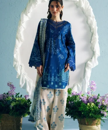 BluePrintedLawnShirt ChiffonDupatta CottonFarshiShawlar 37